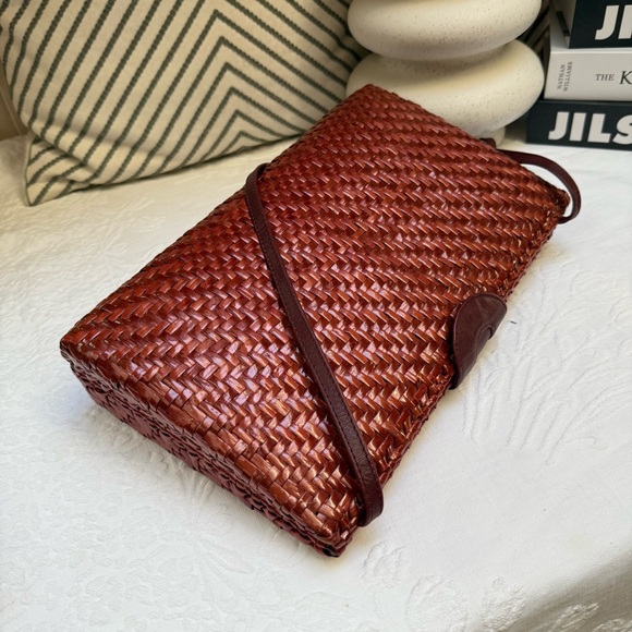 Rodo Red Textured Clutch with Intricate Weave
